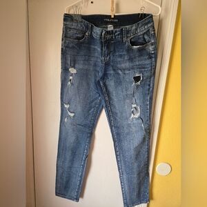 Blue Distressed Ankle Jeans